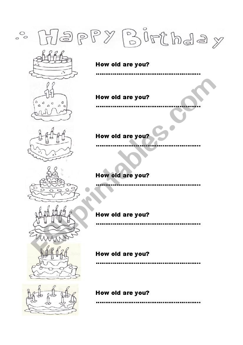 How old are you? worksheet