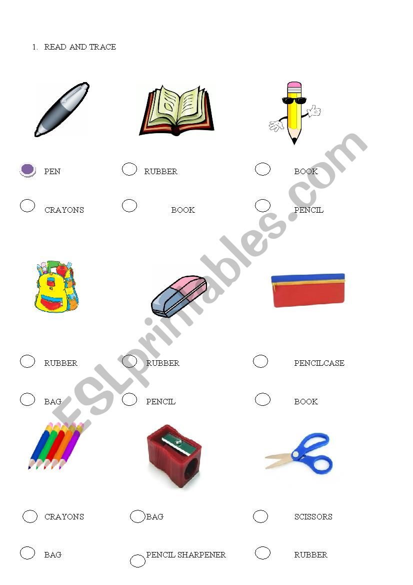 Classroom objects worksheet