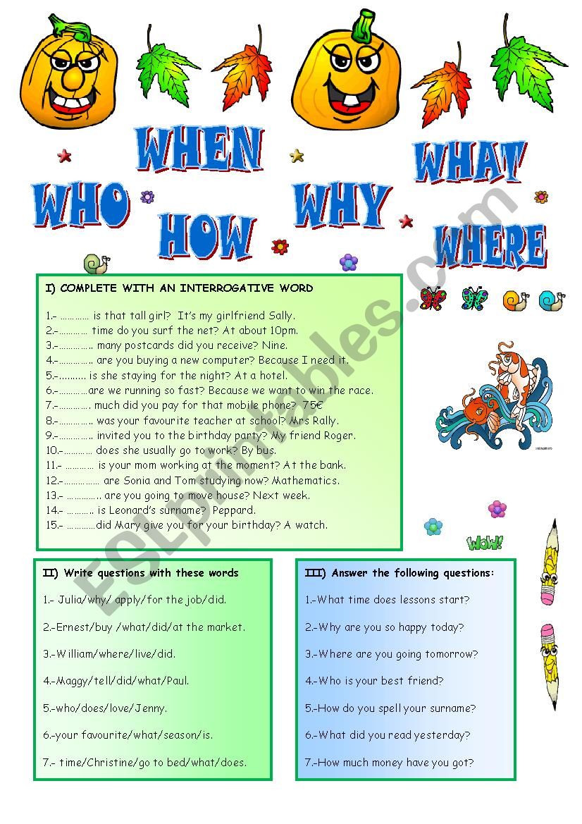 QUESTIONS worksheet