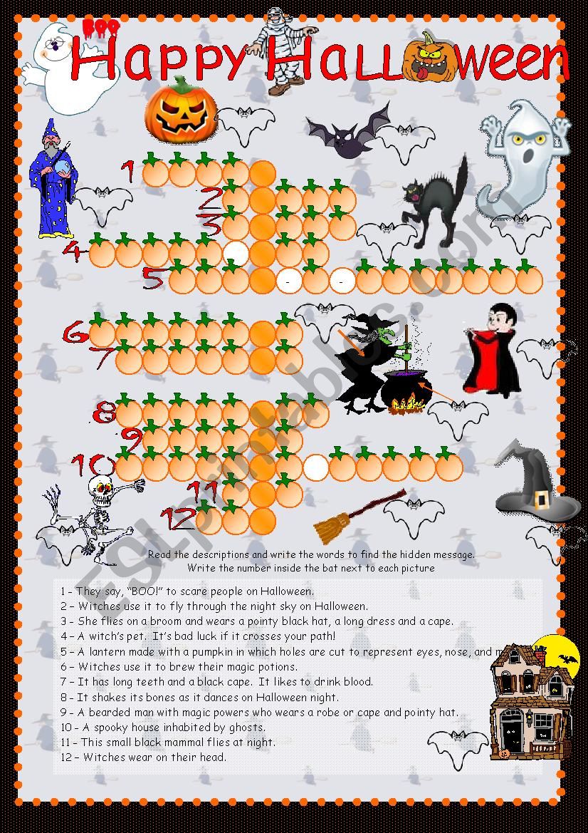 Halloween - word puzzle worksheet