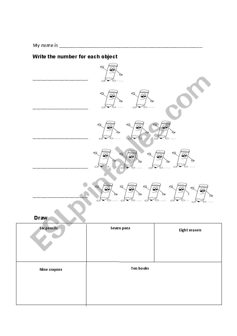 Numbers worksheet