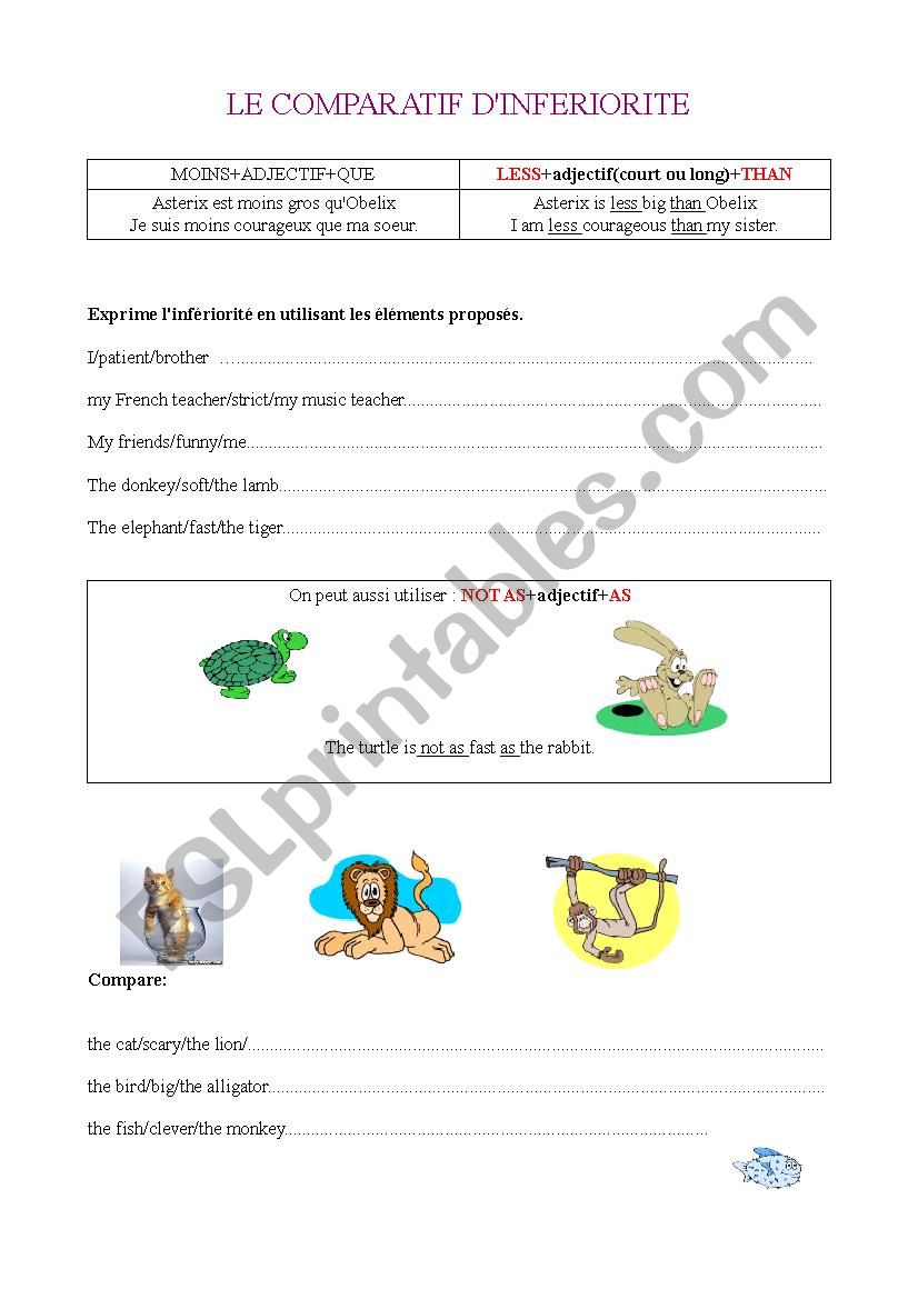 comparative worksheet