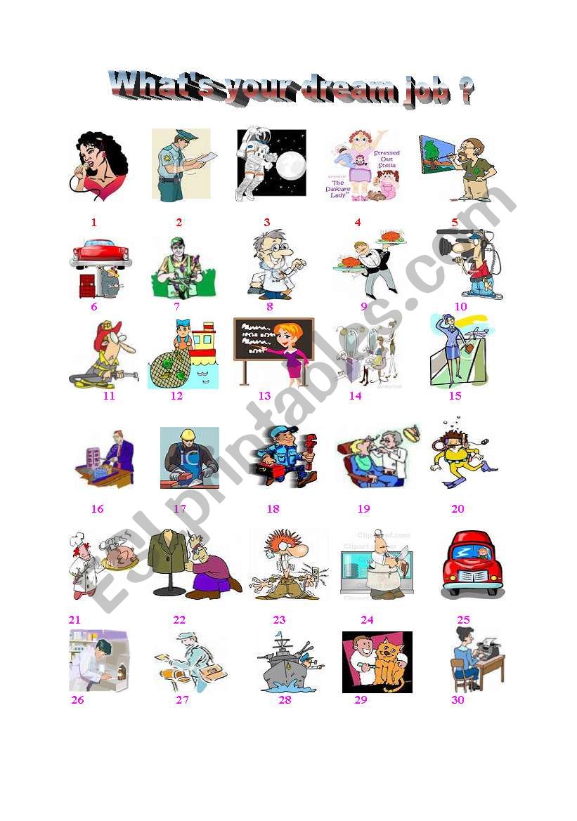 What s your dream job esl worksheet by chiko123