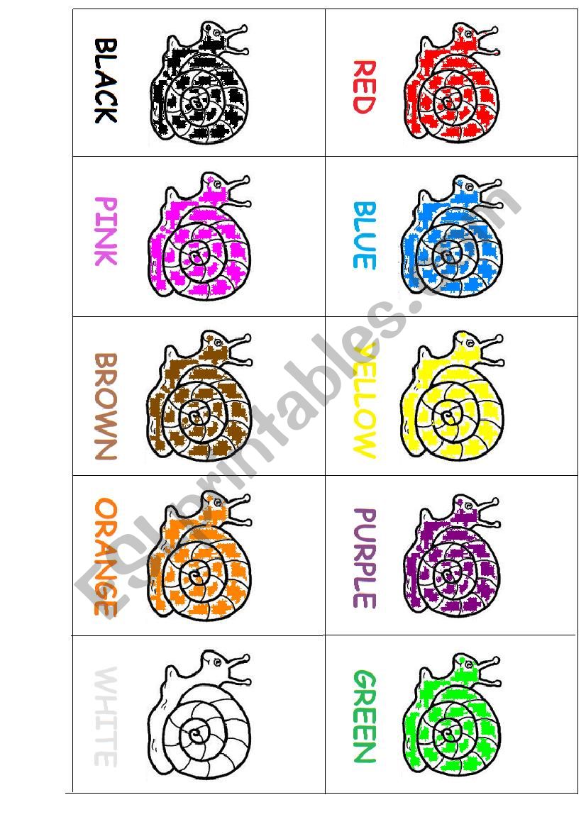 SNAIL COLOUR  MEMORY worksheet