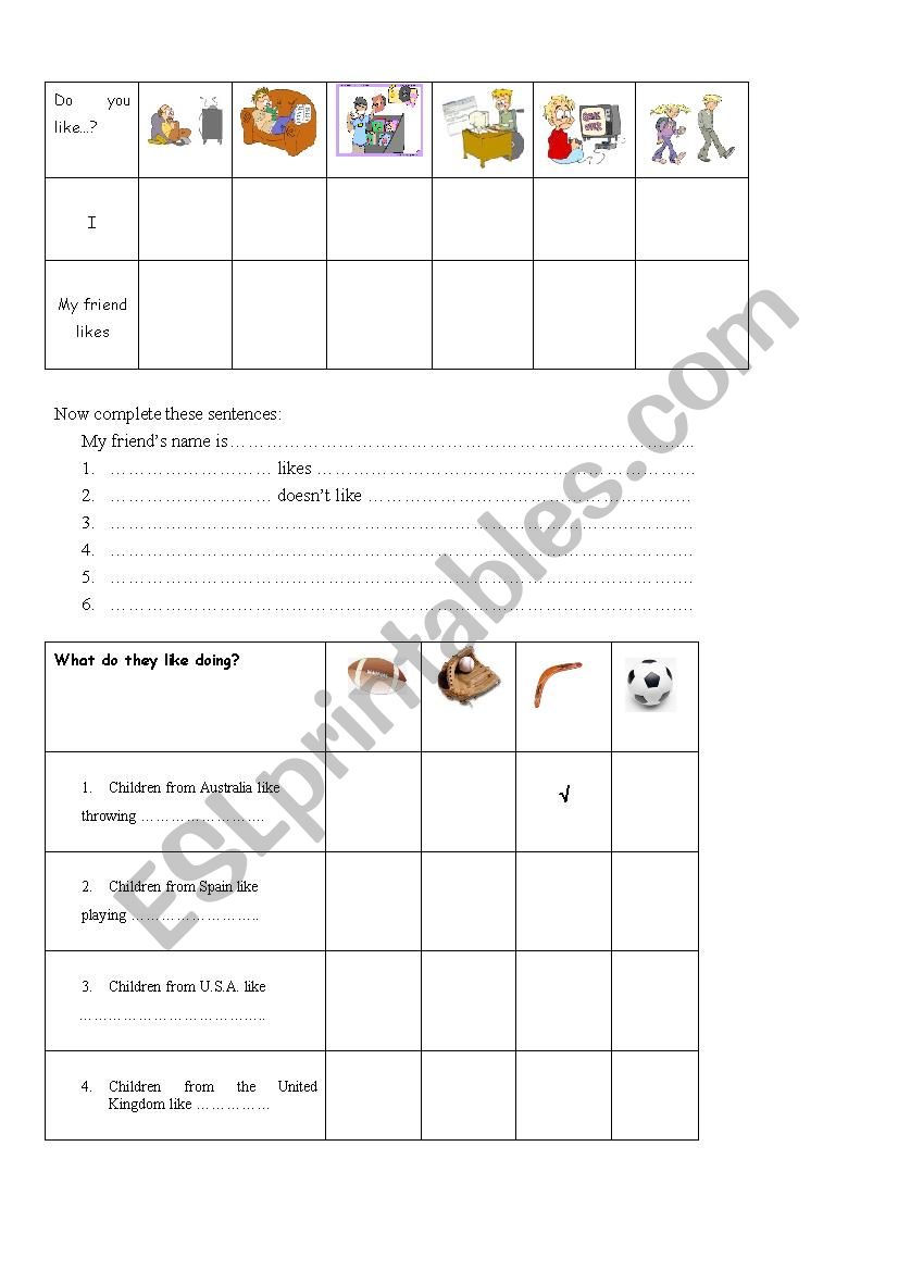 Do you like? worksheet