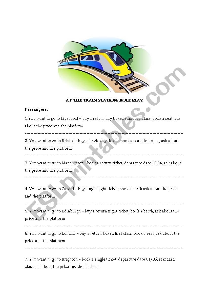 Railway station - role play worksheet