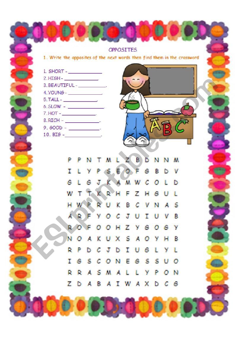 Opposites worksheet