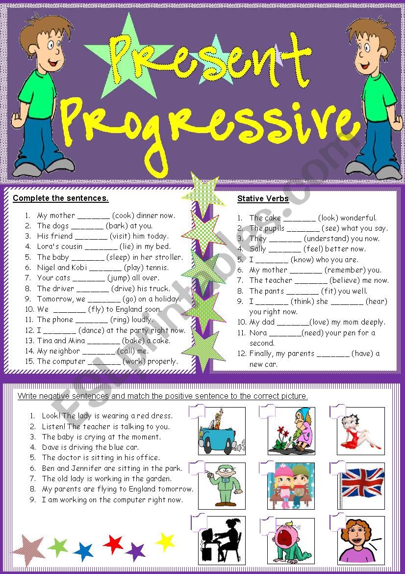 Progressive Verb Tense Review Worksheet