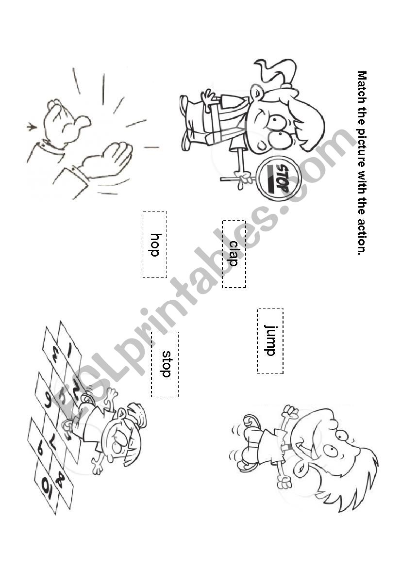 Clap, hop, jump and stop worksheet