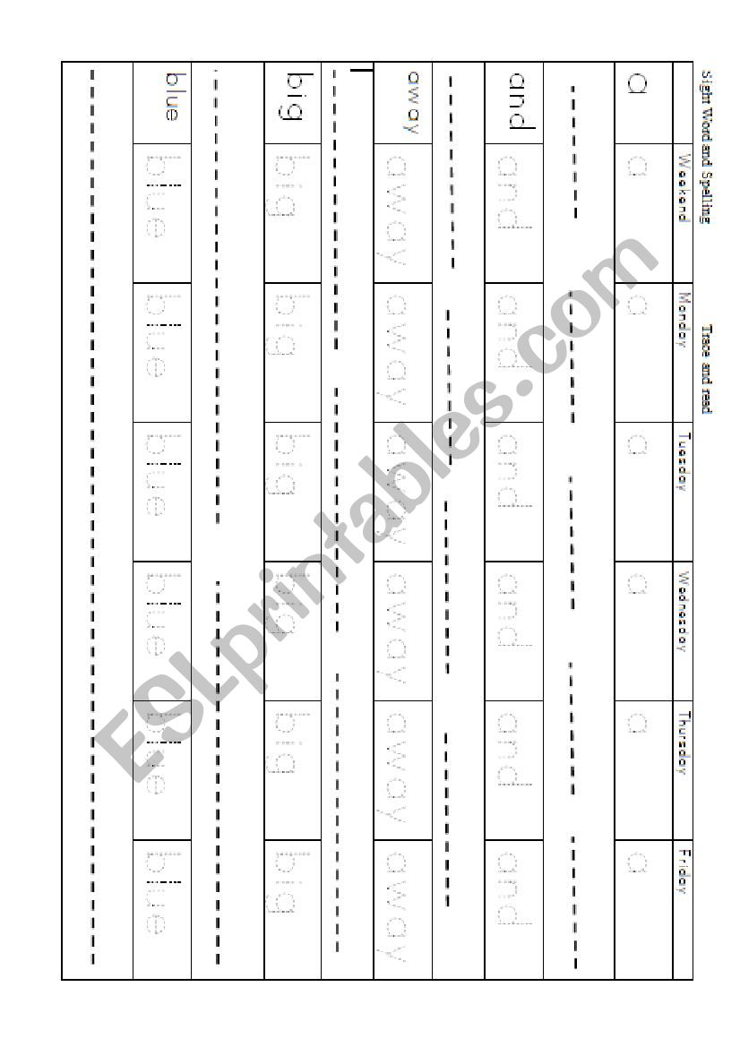 Dolch 1 Sight Word Practice worksheet