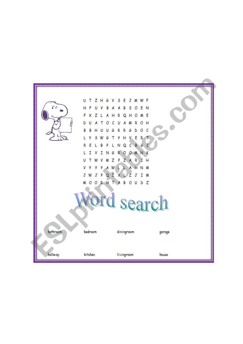 Crossword: Parts of the house worksheet