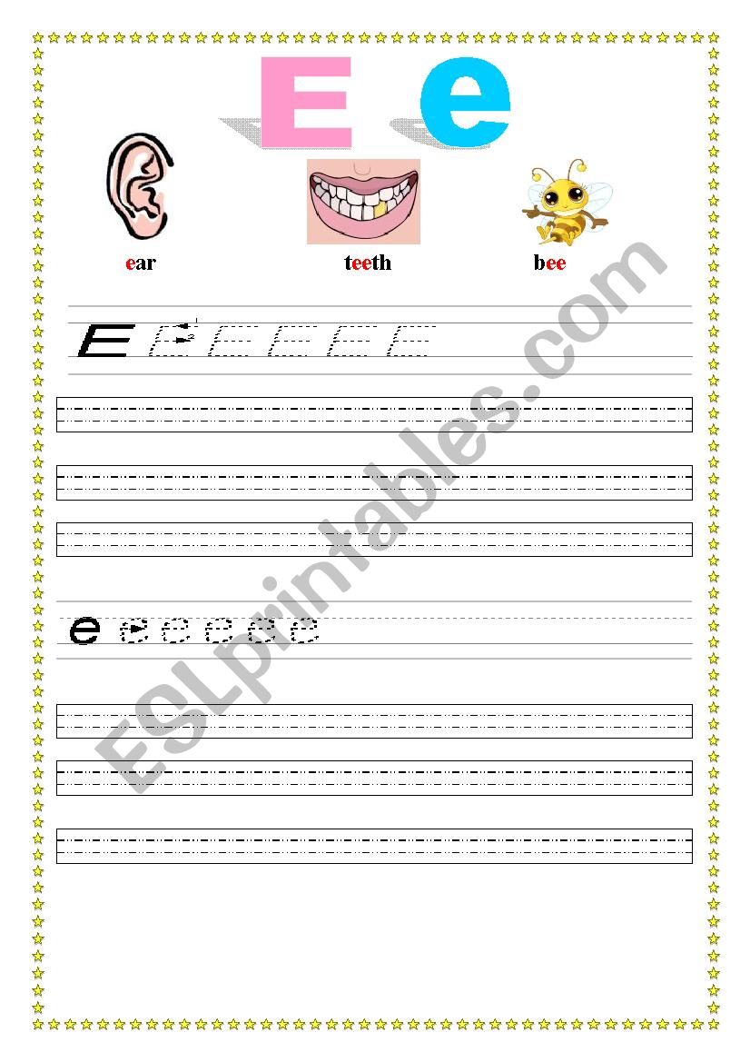 Alphabet Ee worksheet