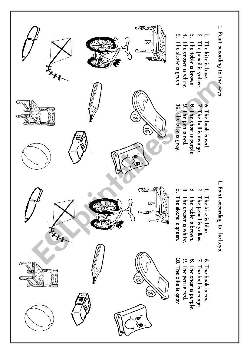 Paint the objetcts worksheet