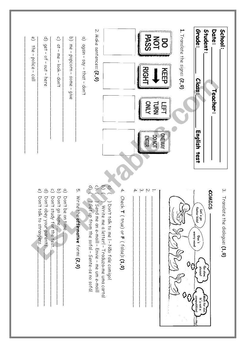 Imperative Form worksheet