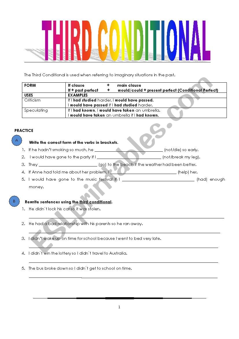 Third Conditional worksheet