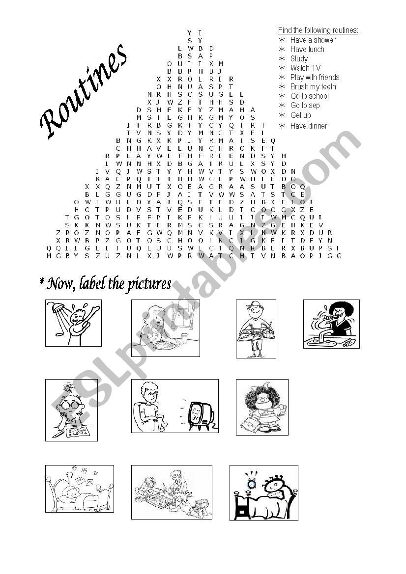 Routines! worksheet