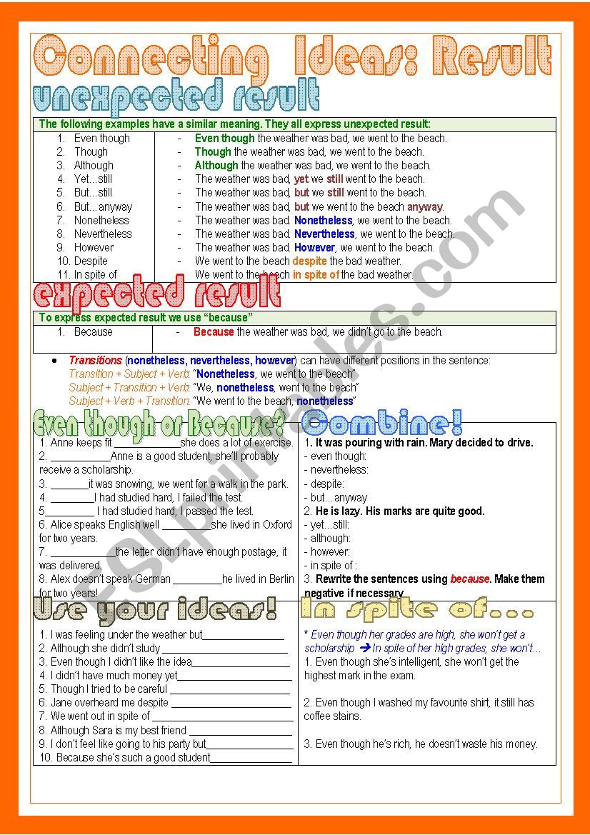 Connecting Ideas: Result worksheet