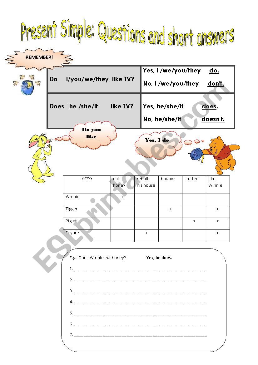 Present simple - questions + short answers (3)