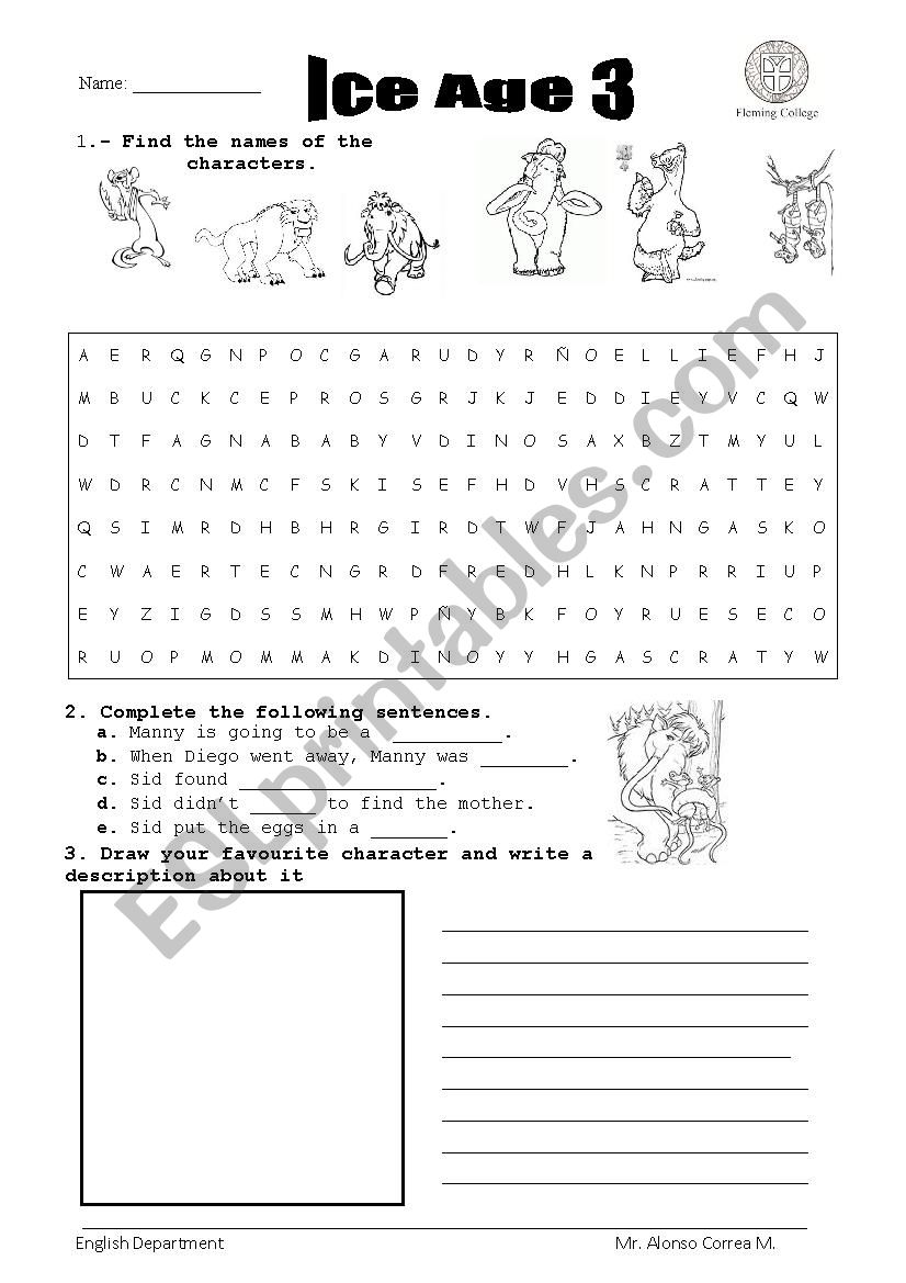 Movie Ice Age  worksheet