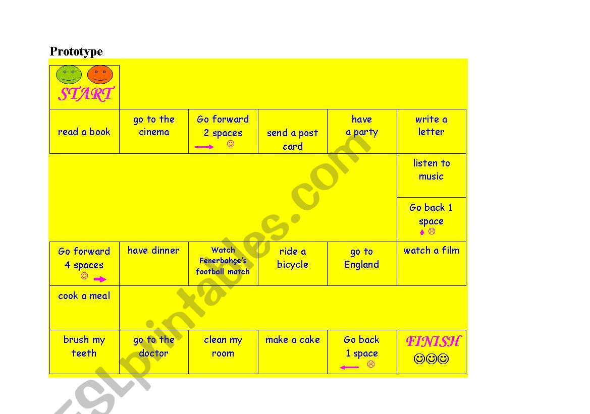 dice game (present simple) worksheet