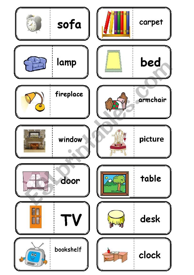 furniture domino worksheet