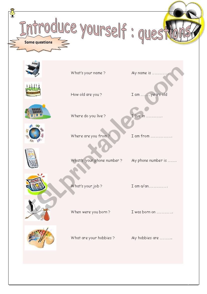 Introduce yourself worksheet