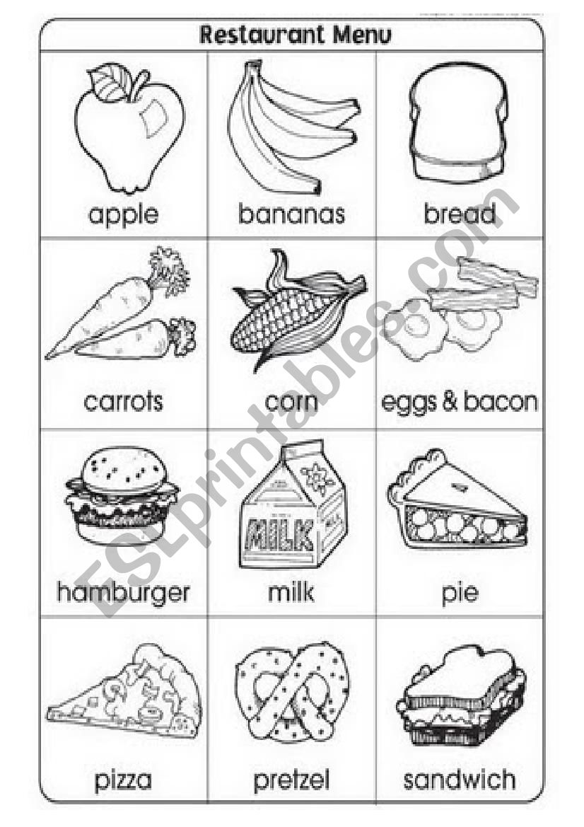 FOOD RESTAURANT worksheet