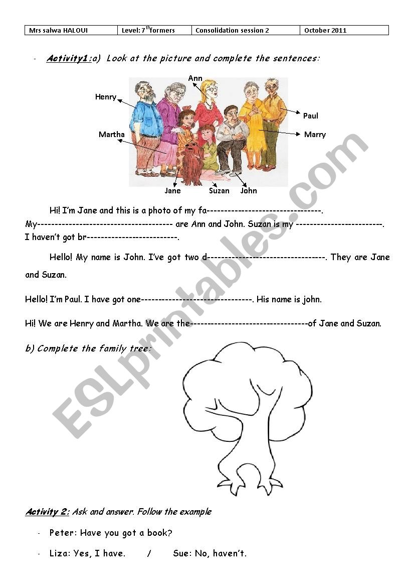 consolidation activities worksheet