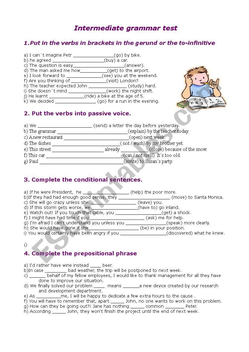 Intermediate grammar test - review