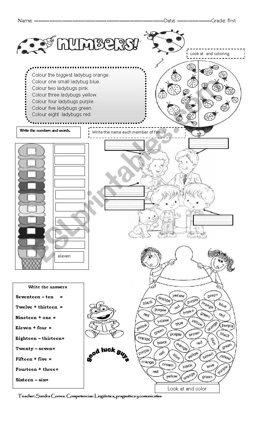 test 1 for first grade - ESL worksheet by sandracorrea