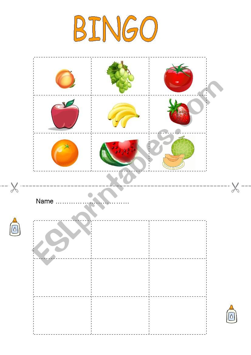 Fruit cut & stick worksheet worksheet