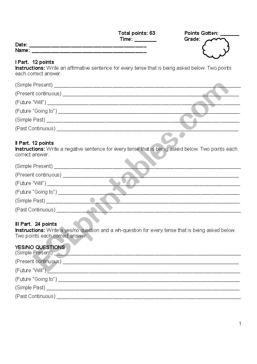 Past tense practice worksheet