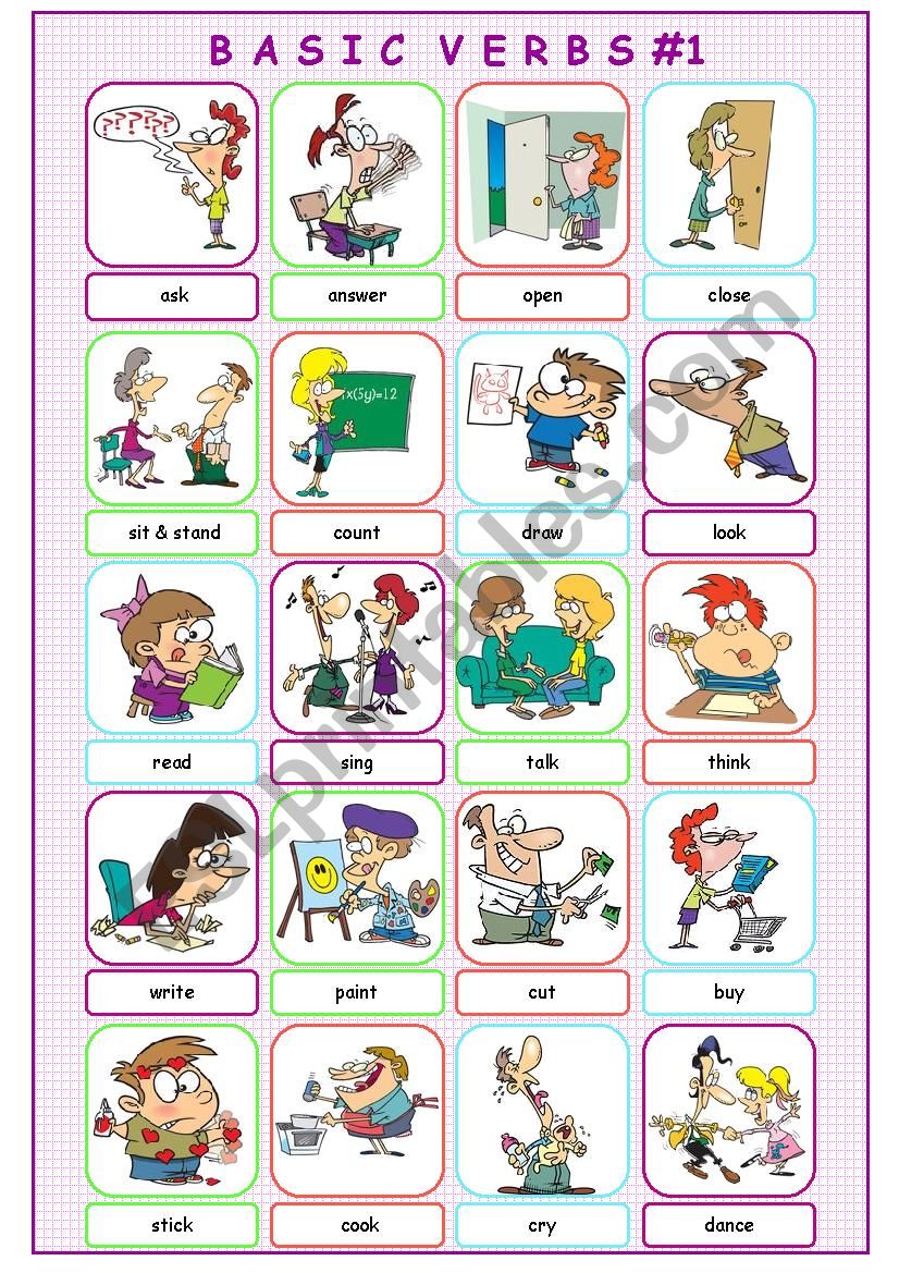 Basic English Verbs Worksheet