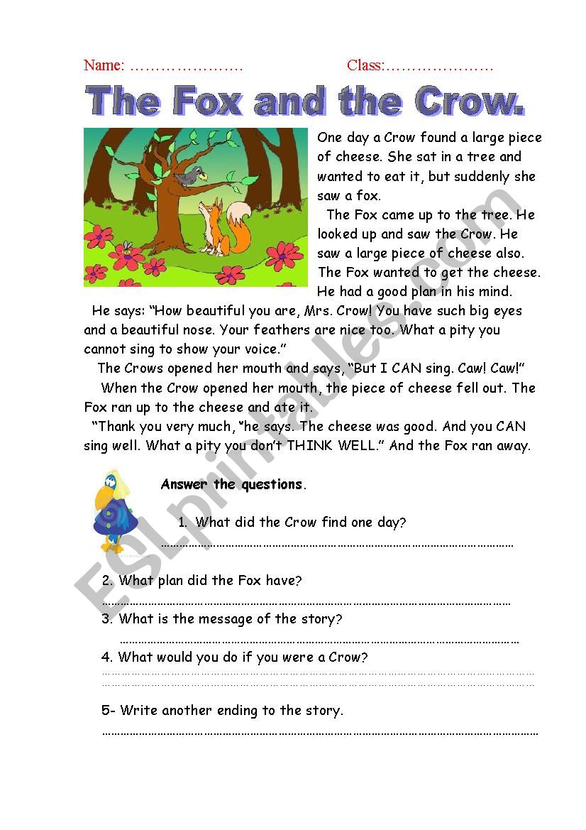 story + describing a picture worksheet