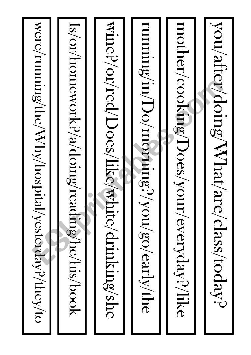 Sentence scrambles word order worksheet