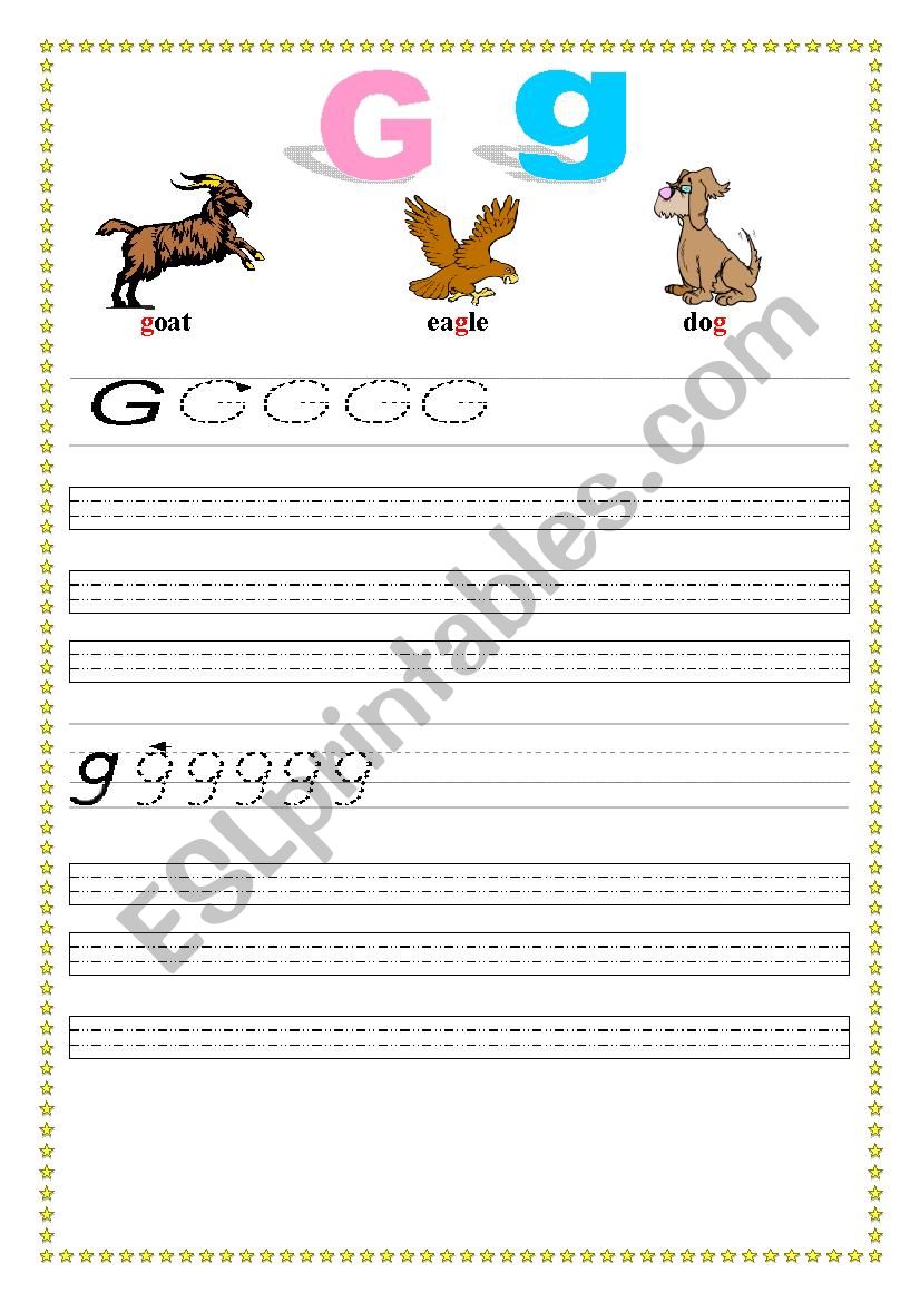 Alphabet Gg worksheet