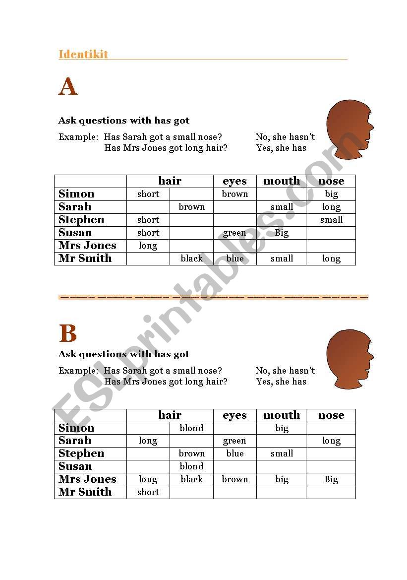 worksheet describing people worksheet