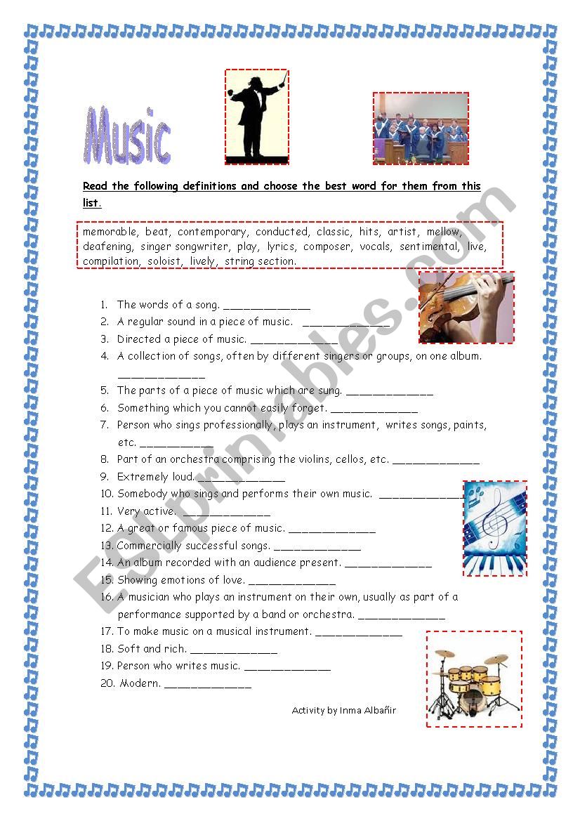 Music worksheet