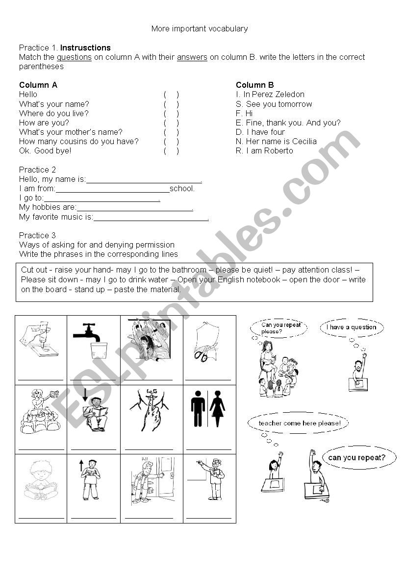 scholol worksheet