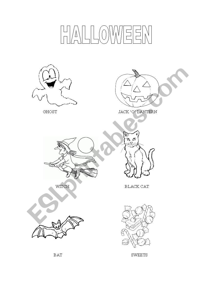 Colouring halloween worksheet