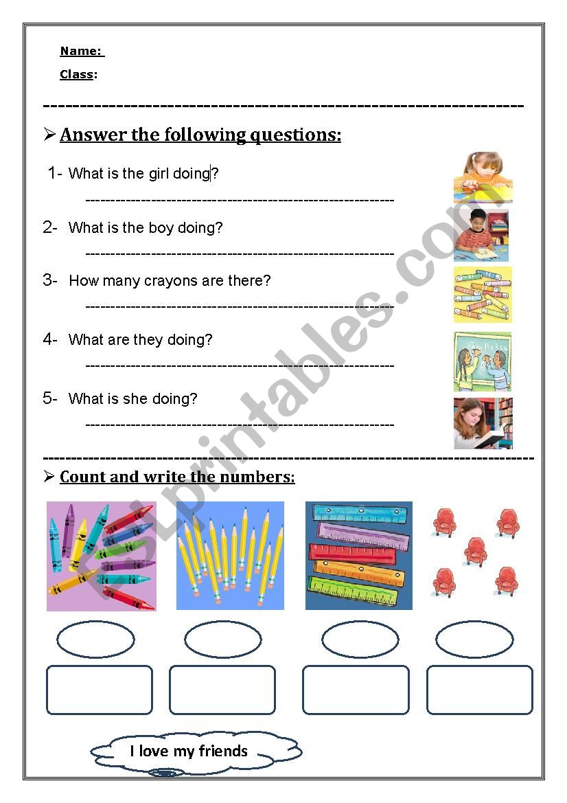 Back To School worksheet