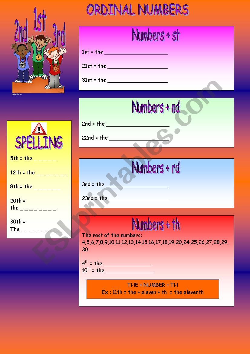 ORDINAL NUMBERS worksheet