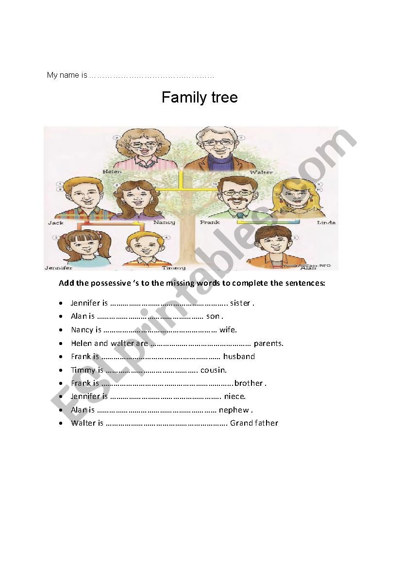 family tree worksheet