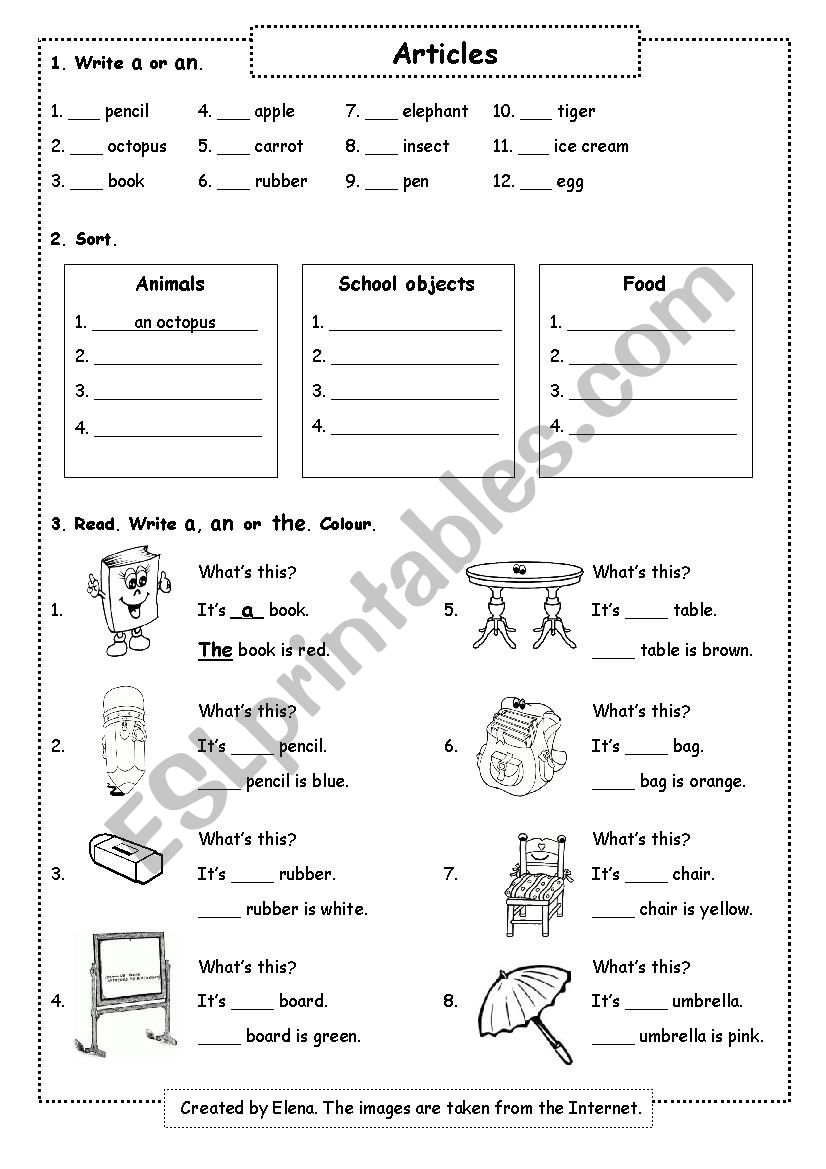 Article for young learners worksheet