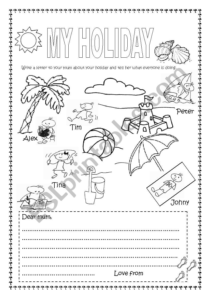 My holiday worksheet