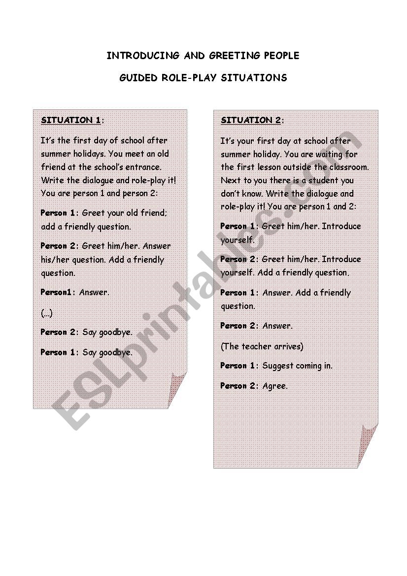 Greetings and introductions worksheet