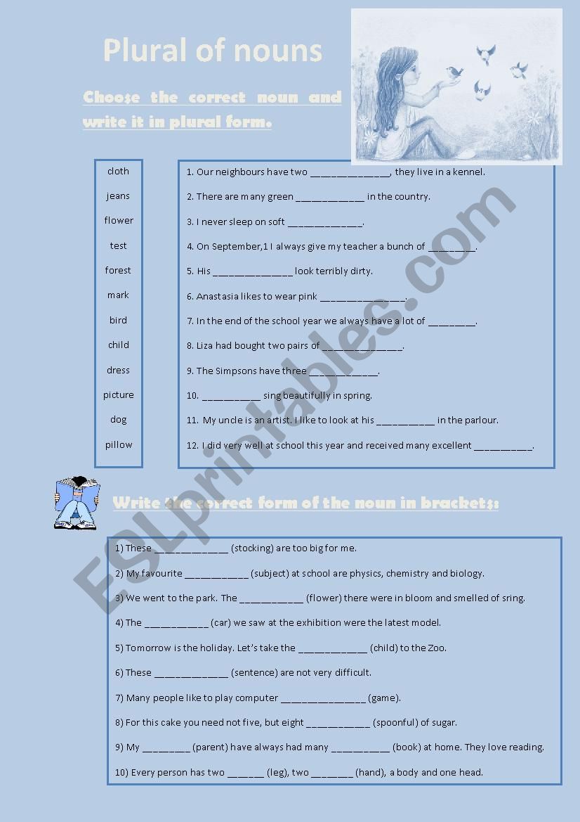 Plural of nouns worksheet