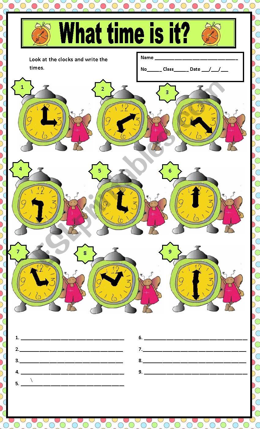 WHAT TIME IS IT? worksheet