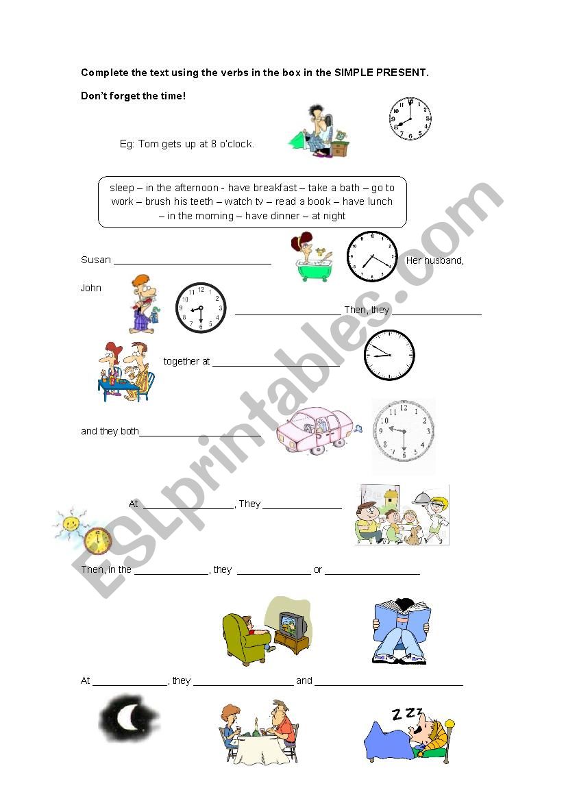 Daily routine and the time worksheet