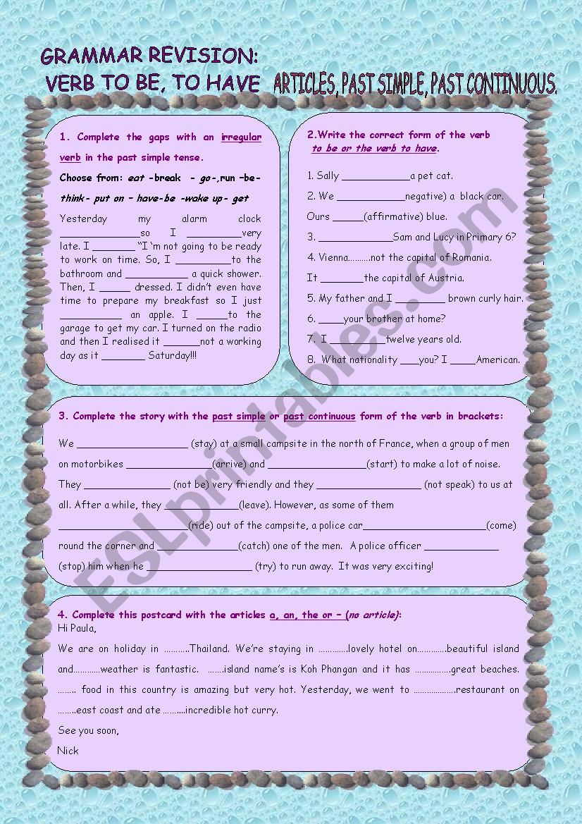 GRAMMAR REVISION worksheet